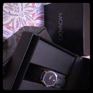 Black leather beautiful Movado